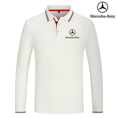 2022 Polo Mercedes Benz Homme Manche Longue Col Contrasté Coton Respirant